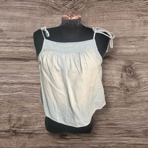 Bella Dahl Tie Shoulder Tank Light Wash Denim Size XS